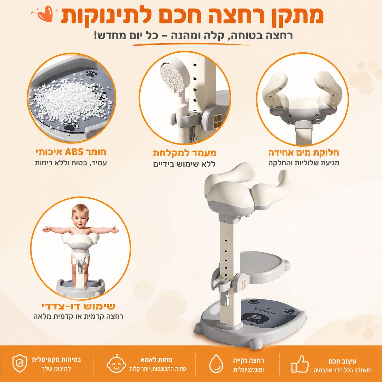 Safe BathLee- מעמד רחצה ארגונומי מתכוונן לתינוקות